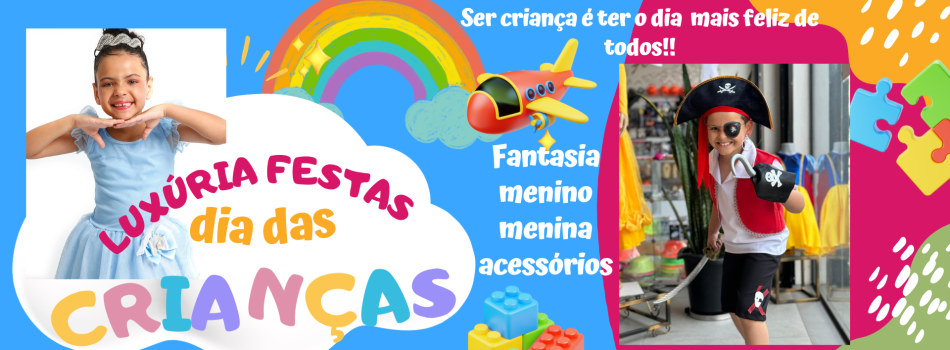 Banner Dia Das Crianças Promoção de Brinquedos Divertido Colorido